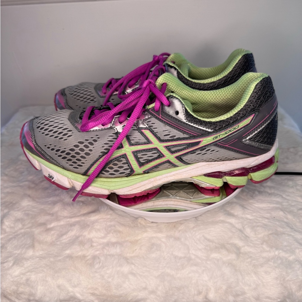 Asics Women's Athletic Shoes - Gray and Pink with Green Accents size 9.5 - Picture 4 of 10